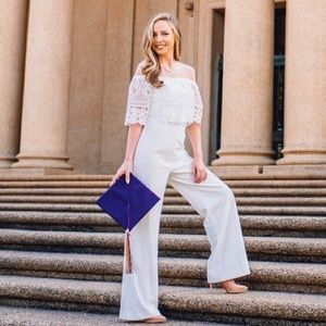 White off the shoulder jumpsuit. Worn once